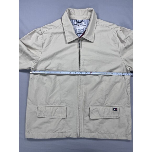 Vtg Tommy Hilfiger Golf Jacket M Fits S Khaki Full Zip Windbreaker 90s Y2K Short - Picture 10 of 15